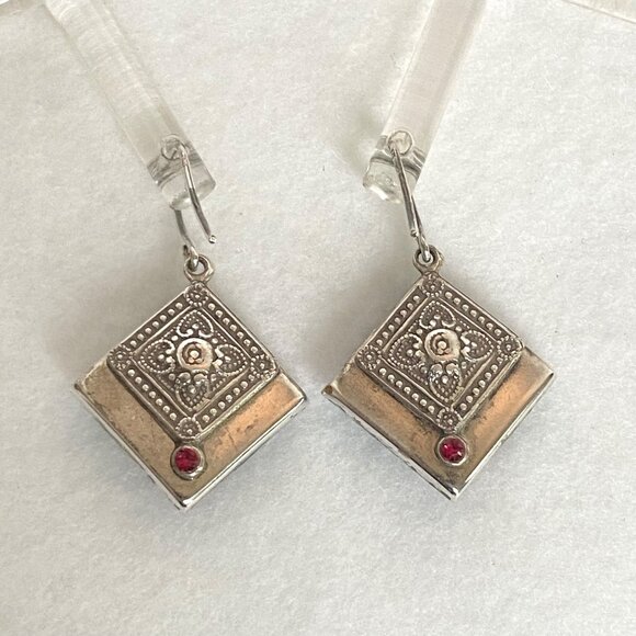 Firefly Mosaic Jewelry Silver Plated Rhinestone Dangle Drop Earrings 925 Hooks - Picture 5 of 16